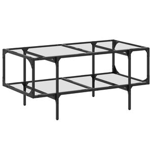 vidaXL Klubska mizica s stekleno povr&scaron;ino 98,5x50x45 cm jeklo