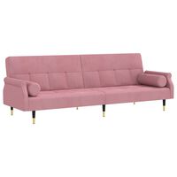 vidaXL Raztegljiv kavč z blazinami roza žamet