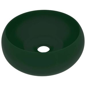 vidaXL Razko&scaron;en umivalnik okrogel mat temno zelen 40x15 cm keramičen