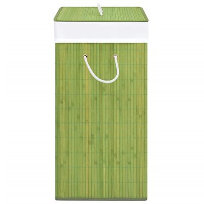 vidaXL Košara za perilo iz bambusa 2-delna zelena 100 L