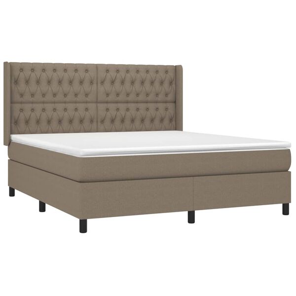 vidaXL Box spring postelja z vzmetnico taupe 180x200 cm blago