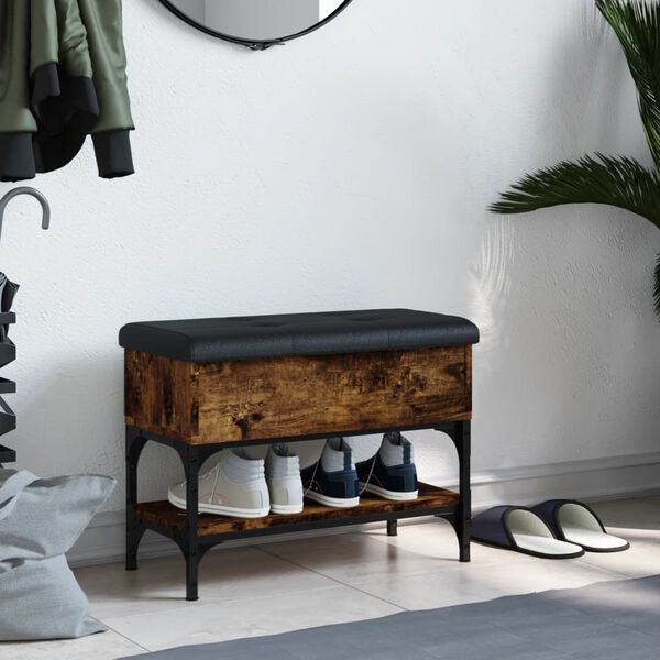 vidaXL Klop za čevlje dimljen hrast 62x32x45 cm inženirski les