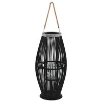 vidaXL Viseča laterna za svečo iz bambusa črna 60 cm