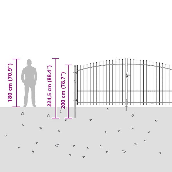 vidaXL Vrtna vrata Woerden jeklo 1,25x4 m črna