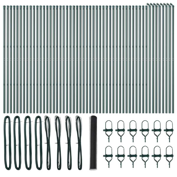 vidaXL Ogrodje s stebri Siva 1.2 x 100 m Jeklo s PVC premazom