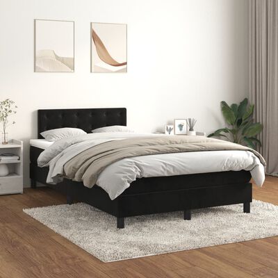 vidaXL Box spring postelja z vzmetnico črna 120x200 cm žamet