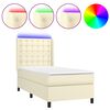 vidaXL Box spring postelja z vzmetnico LED krem 90x200 cm umetno usnje