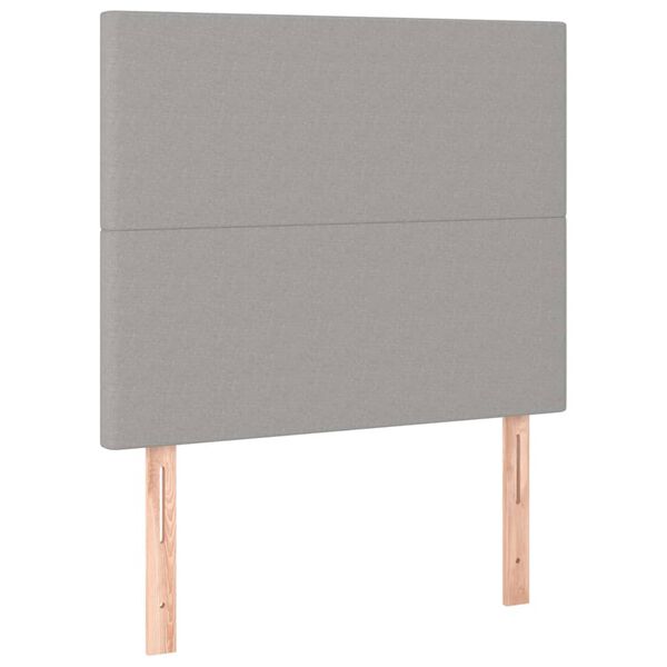 vidaXL LED posteljno vzglavje svetlo sivo 90x5x118/128 cm blago