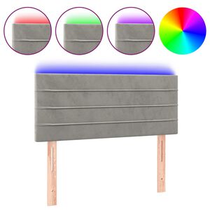 vidaXL LED posteljno vzglavje svetlo sivo 80x5x78/88 cm žamet