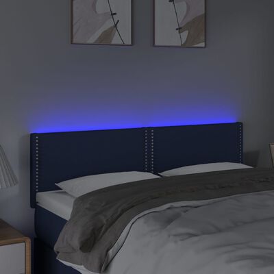 vidaXL LED posteljno vzglavje modro 144x5x78/88 cm blago