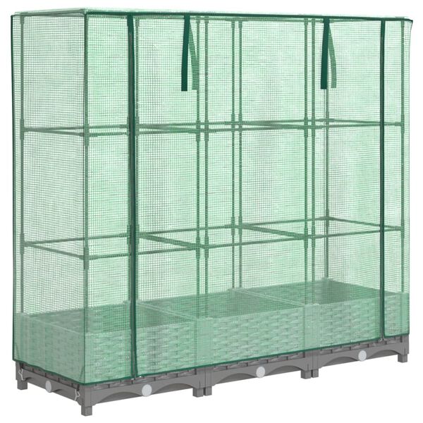 vidaXL Visoka greda s prevleko za rastlinjak videz ratana 120x40x123cm