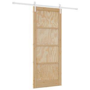 vidaXL Drsna vrata 86 x 211 cm Trdna borovina Naravna in bela