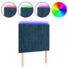 vidaXL LED posteljno vzglavje temno modro 100x5x118/128 cm žamet