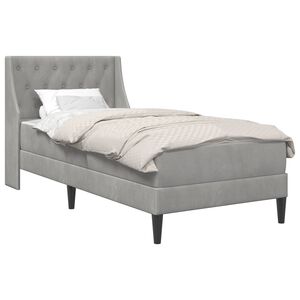 vidaXL Posteljni okvir z vzmetnico Svetlo siva 80 x 200 cm Žamet