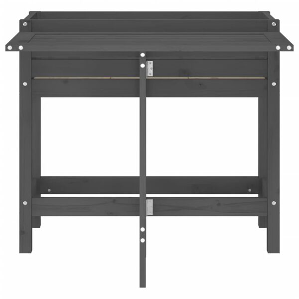 vidaXL Vrtno korito z zložljivo mizo siva trdna borovina