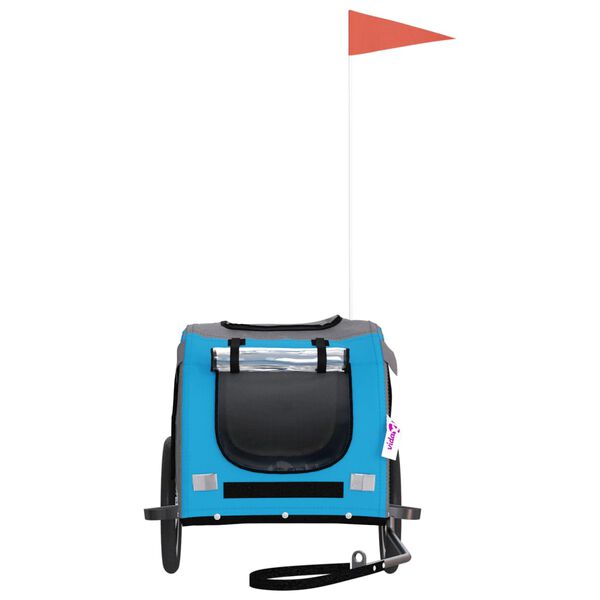 vidaXL Kolesarska prikolica za hi&scaron;ne ljubljenčke modra in siva