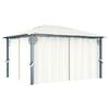 vidaXL Paviljon z zaveso 400x300 cm krem aluminij