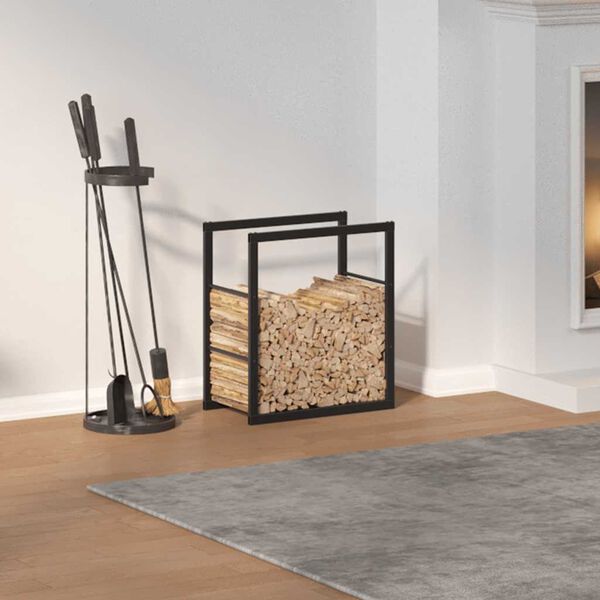vidaXL Stojalo za drva črno 55x30x61 cm jeklo