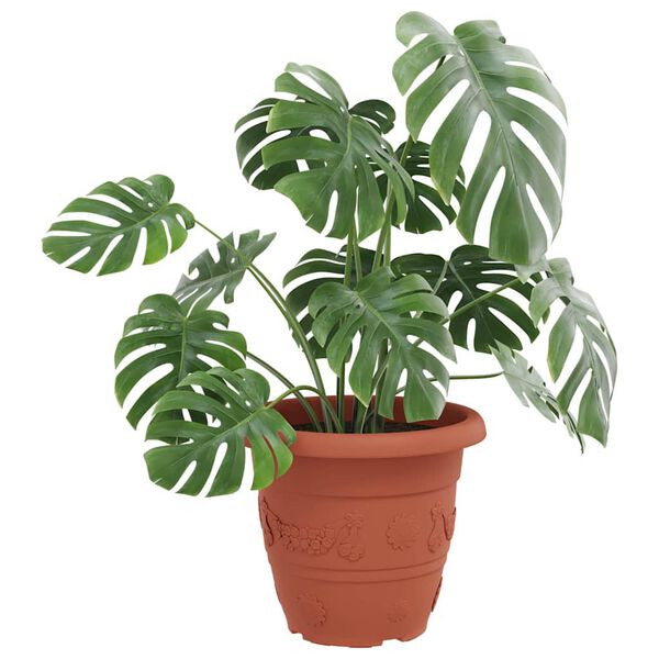 vidaXL Okrogli cvetlični lonec 6 pcs Kamnito rdeča &Oslash; 26 x 21.5 cm