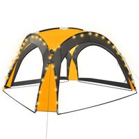 vidaXL Vrtni šotor z LED lučmi in 4 stranicami 3,6x3,6x2,3 m rumen