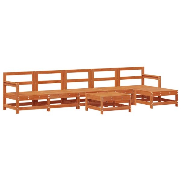 vidaXL Vrtna dnevna garnitura 6 pcs Voskan Rjava Masivna borovina