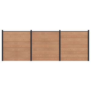vidaXL Plo&scaron;ča ograje 3 pcs WPC in aluminij Rjava