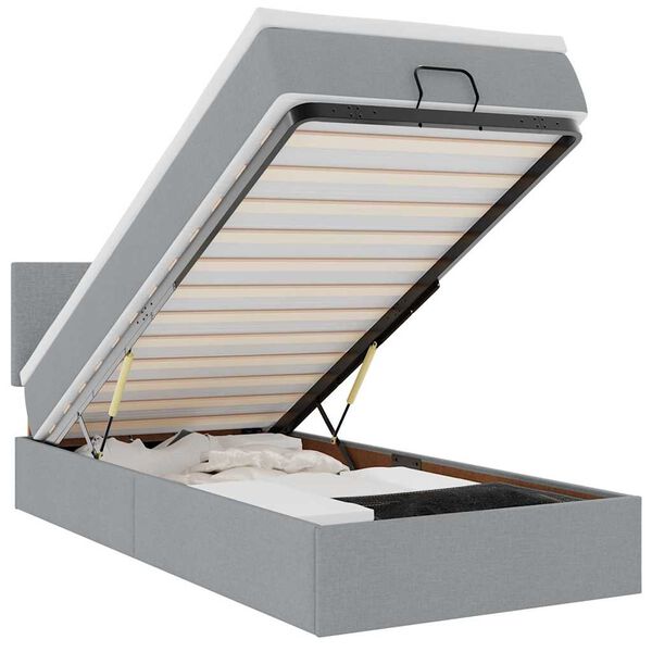 vidaXL Otomanska postelja z vzmetnico siv 100x200 cm blago