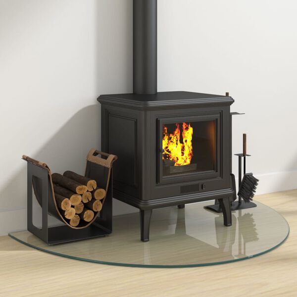 vidaXL Steklena plošča za kamin polkrožna 1000x600 mm