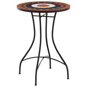 vidaXL Bistro mizica z mozaikom terakota in bela &Oslash;50x70 cm keramika