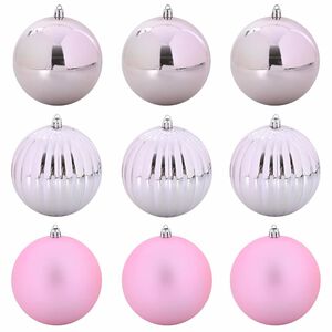 vidaXL Set božičnih kroglic XL 9 kos Roza &Oslash; 15 cm Plastika