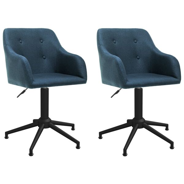 vidaXL Vrtljivi jedilni stoli 2 kosa modro blago