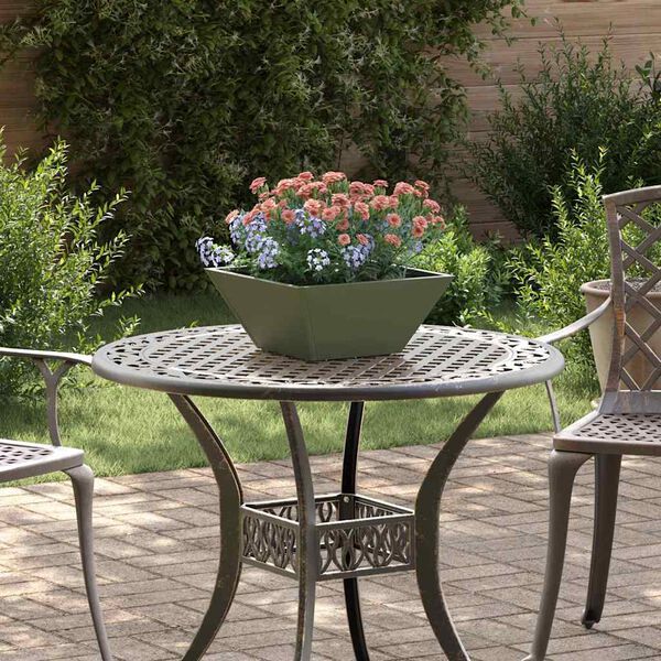 vidaXL Vrtni lonček Oljčno zelena 35 x 35 x 15 cm Mlinjeni jeklo