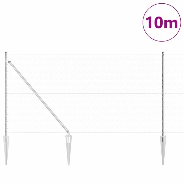 vidaXL Steber ograje. srebrna 10 x 1,4 m (36 mm mreža) Jeklo