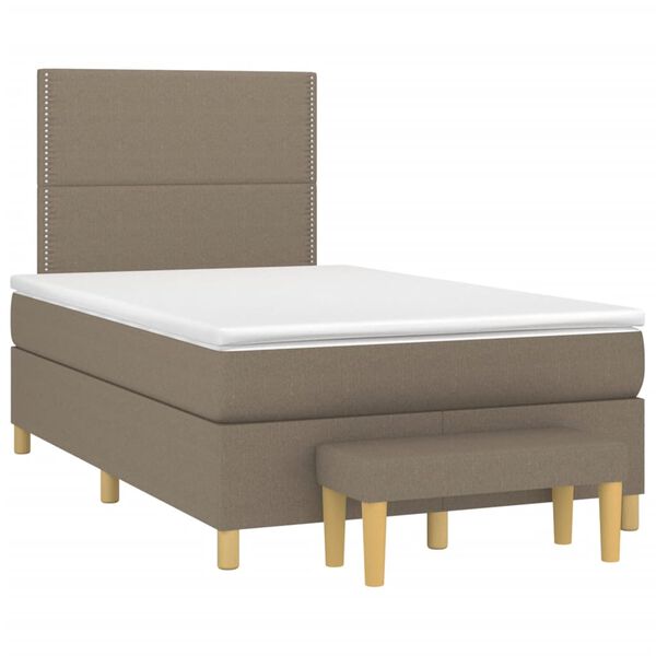 vidaXL Box spring postelja z vzmetnico taupe 120x200 cm blago