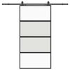 vidaXL Drsna vrata z opremo črna 102,5x205 cm kaljeno steklo