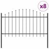 vidaXL Vrtna ograja 8 pcs Siva 170 x 140 cm Pra&scaron;no lakirano jeklo