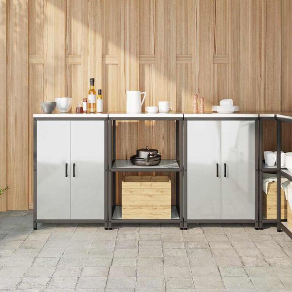 vidaXL Kuhinjski set za shranjevanje 3 pcs srebrna Cinkana jeklena