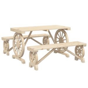 vidaXL Vrtna jedilna garnitura 3-delna trden les jelke