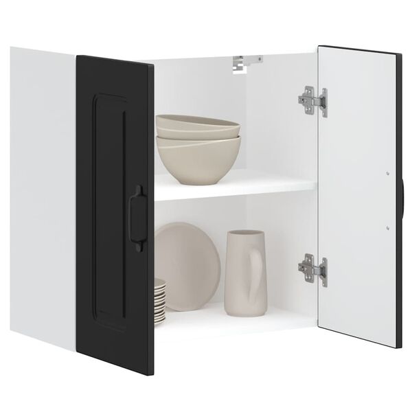 vidaXL Kuhinjska stenska omarica Kalmar črna inženirski les