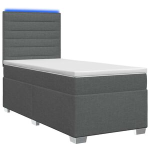 vidaXL Postelja boxspring z vzmetnico Temno siva 100 x 200 cm Blago