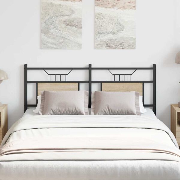 vidaXL Posteljno vzglavje sonoma hrast 137 cm inž. les in jeklo