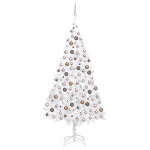 vidaXL Umetna osvetljena novoletna jelka z bunkicami bela 210 cm PVC