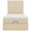 vidaXL Otomanska postelja z vzmetnico krem 90x200 cm blago