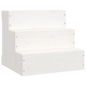 vidaXL Stopnice za hi&scaron;ne ljubljenčke bele 40x37,5x35 cm trdna borovina