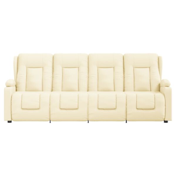 vidaXL Masažni štirised z držali za skodelico krem iz umetnega usnja