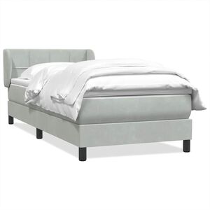 vidaXL Box spring postelja z vzmetnico svetlo siva 80x220 cm žamet