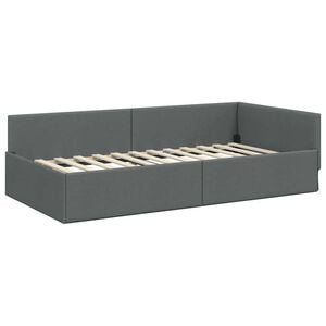 vidaXL Kotna postelja Temno siva 100 x 203 cm blago