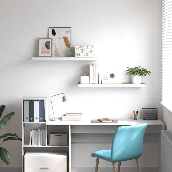 vidaXL Stenske police 2 kosa hrast in bele 80x23,5x3,8 cm MDF