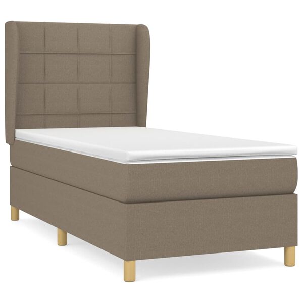 vidaXL Box spring postelja z vzmetnico taupe 100x200 cm blago