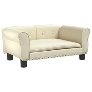 vidaXL Pasja postelja krem 70x45x30 cm umetno usnje